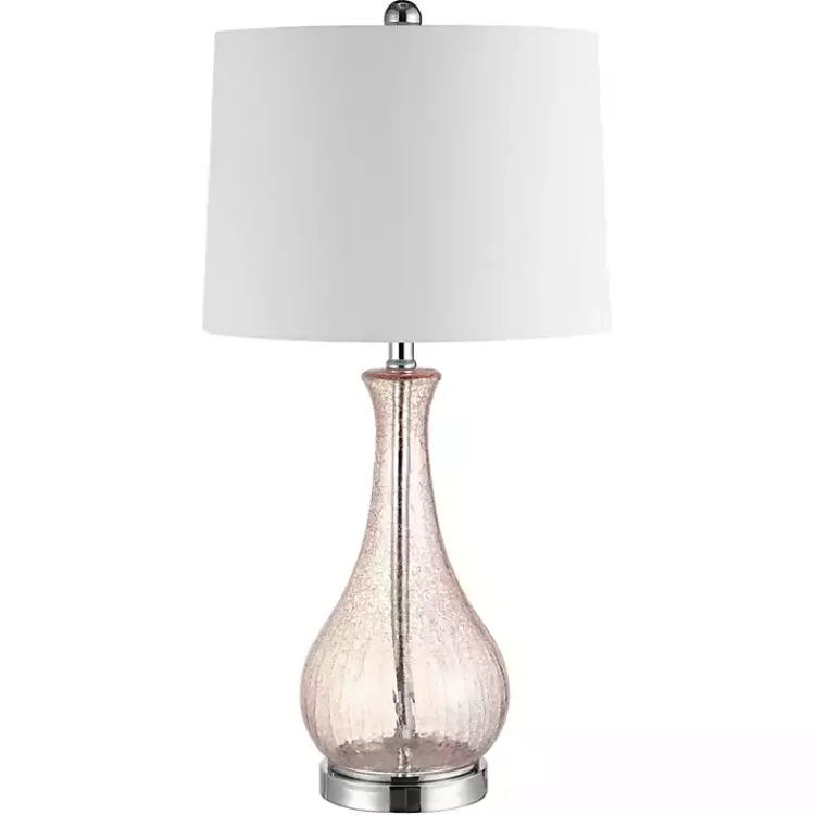 Kirklands Home Blush Crackle Glass Teardrop Table Lamp Ivory