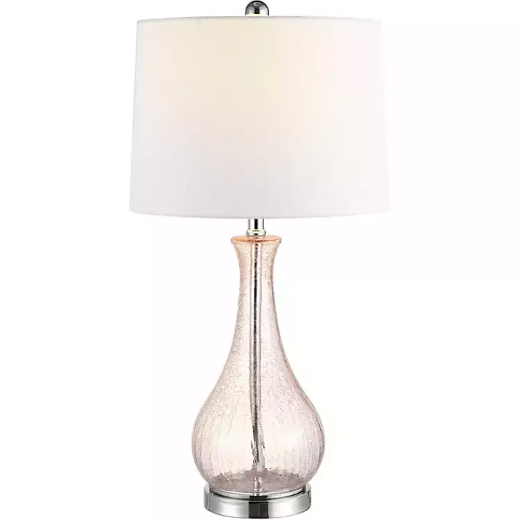 Kirklands Home Blush Crackle Glass Teardrop Table Lamp Ivory