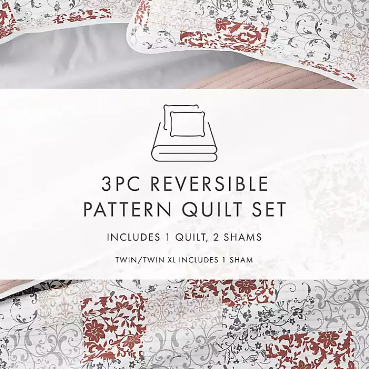Kirklands Home Blush Patchwork Reversible 3-pc. Queen Quilt Set Discount