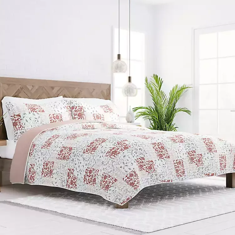 Kirklands Home Blush Patchwork Reversible 3-pc. King Quilt Set Clearance