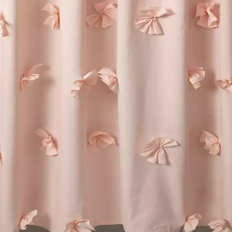 Kirklands Home Blush Riley Cascading Bows Shower Curtain Pink Online