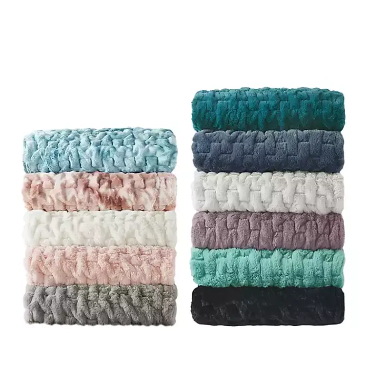 Blankets & Throws>Kirklands Home Blush Ruched Faux Fur Throw Pink