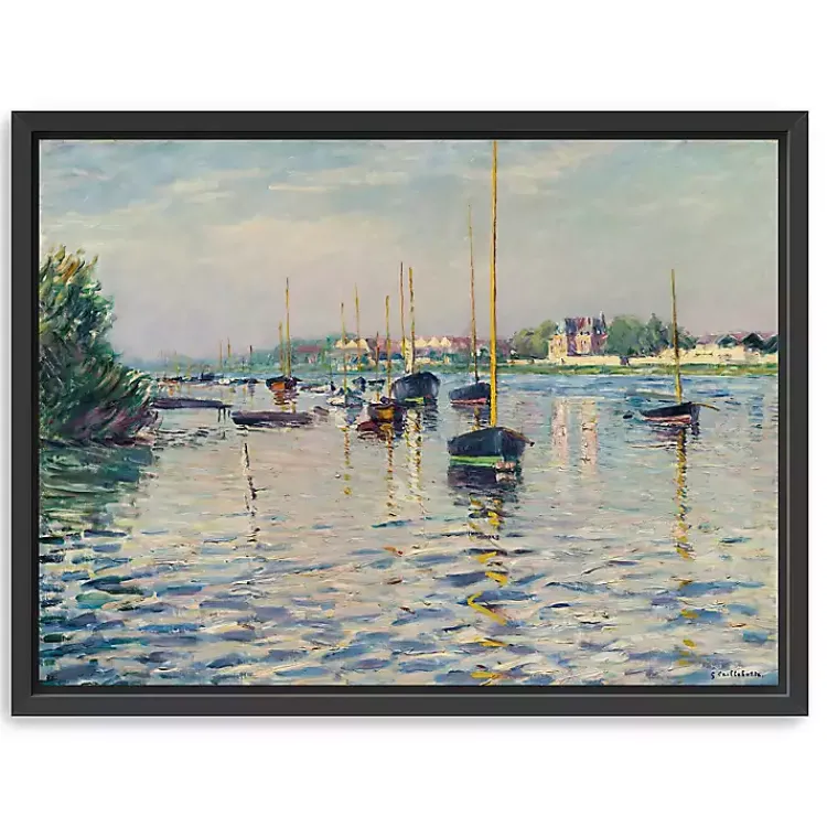 Kirklands Home Boats at Anchor on Seine Canvas Print, 42x32 in. Blue New