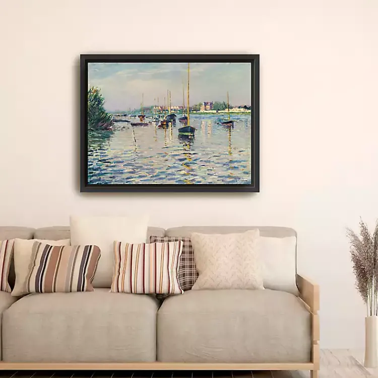 Kirklands Home Boats at Anchor on Seine Canvas Print, 42x32 in. Blue New