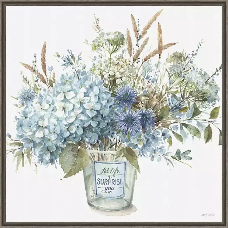 Kirklands Home Bohemian Blue Floral Vase Framed Canvas Art Print Hot