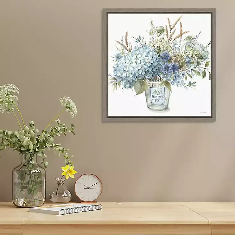 Kirklands Home Bohemian Blue Floral Vase Framed Canvas Art Print Hot