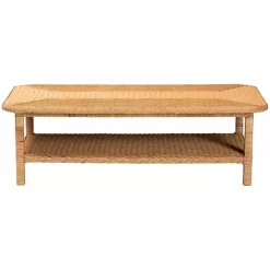 Kirklands Home Bohemian Braided Rat Coffee Table Tan Discount