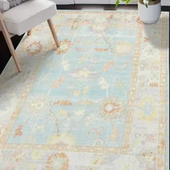 Kirklands Home Bohemian Gretna Aqua Beige Accent Rug, 2x3 Outlet