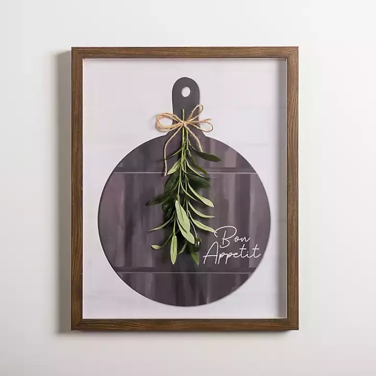 Kirklands Home Bon Appetit Cutting Board Shadowbox Wall Plaque New