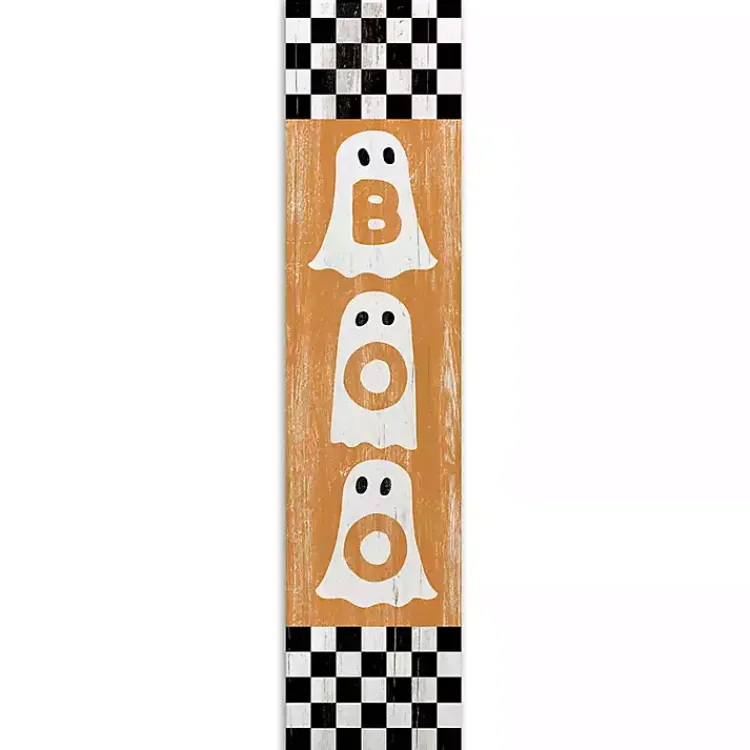 Halloween>Kirklands Home Boo Ghosts Checkered Porch Board