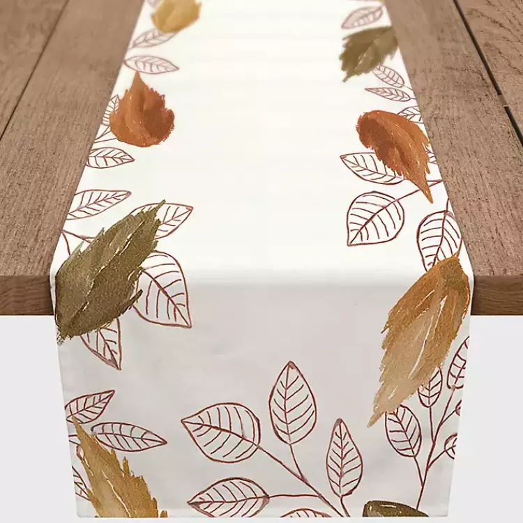 Fall>Kirklands Home Bordered Autumn Leaves Table Runner, 72 in.