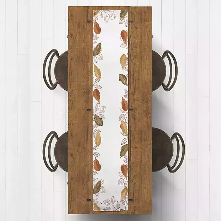 Fall>Kirklands Home Bordered Autumn Leaves Table Runner, 72 in.