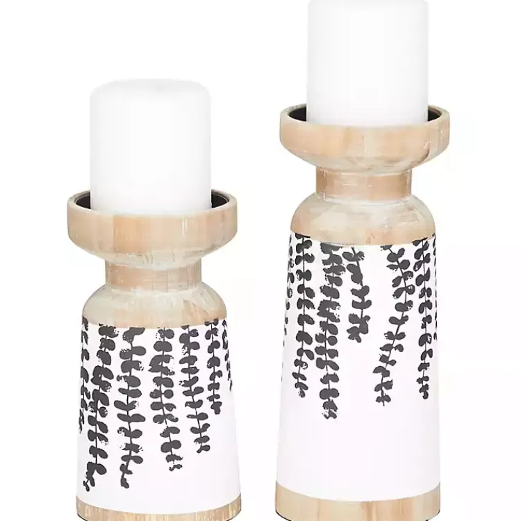 Candle Holders>Kirklands Home Botanical Wood Pillar Candle Holders, Set of 2