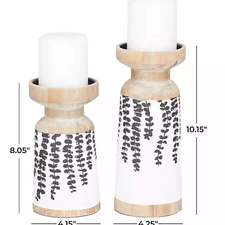 Candle Holders>Kirklands Home Botanical Wood Pillar Candle Holders, Set of 2