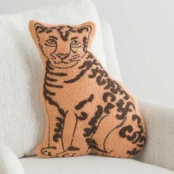 Pillows>Kirklands Home Boucle Leopard Shaped Accent Pillow Brown