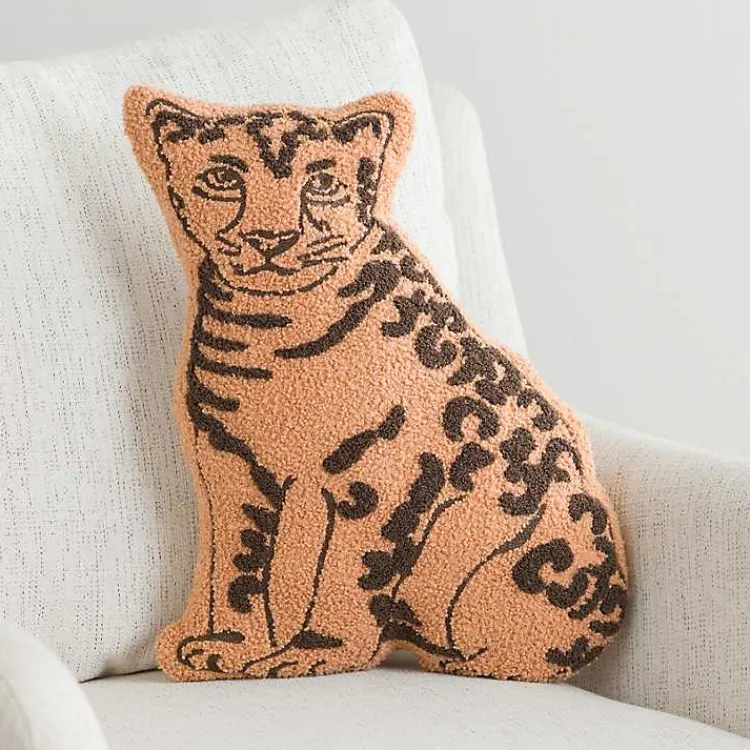 Pillows>Kirklands Home Boucle Leopard Shaped Accent Pillow Brown