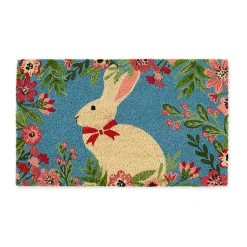 Easter Decorations>Kirklands Home Bow Tie Bunny Floral Doormat