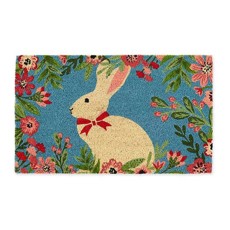 Easter Decorations>Kirklands Home Bow Tie Bunny Floral Doormat