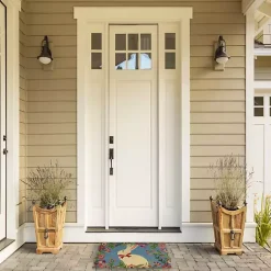 Easter Decorations>Kirklands Home Bow Tie Bunny Floral Doormat