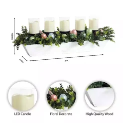 Easter Decorations>Kirklands Home Boxwood and Easter Eggs LED Candle Centerpiece
