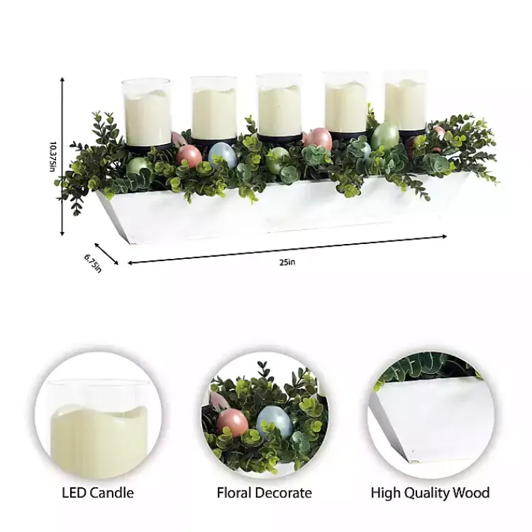 Easter Decorations>Kirklands Home Boxwood and Easter Eggs LED Candle Centerpiece