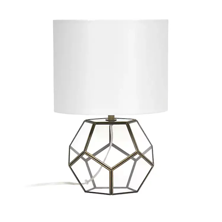 Kirklands Home Brass and Glass Octagon Table Lamp White