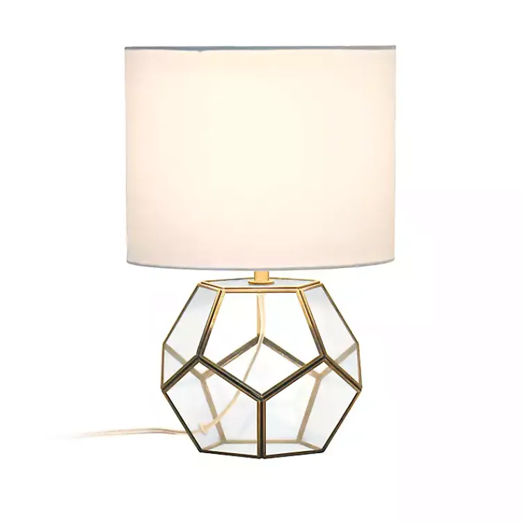 Kirklands Home Brass and Glass Octagon Table Lamp White