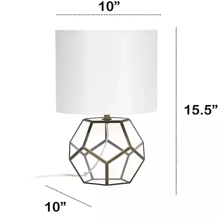 Kirklands Home Brass and Glass Octagon Table Lamp White
