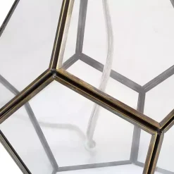 Kirklands Home Brass and Glass Octagon Table Lamp White