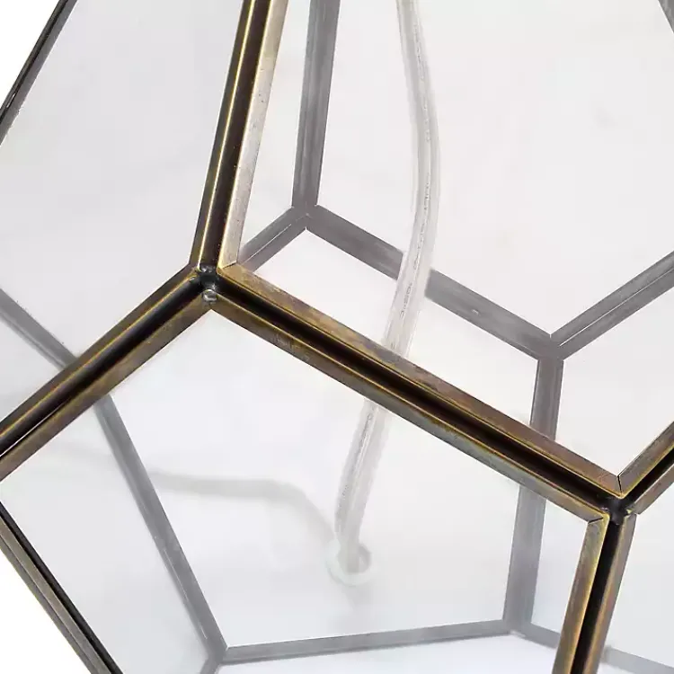 Kirklands Home Brass and Glass Octagon Table Lamp White