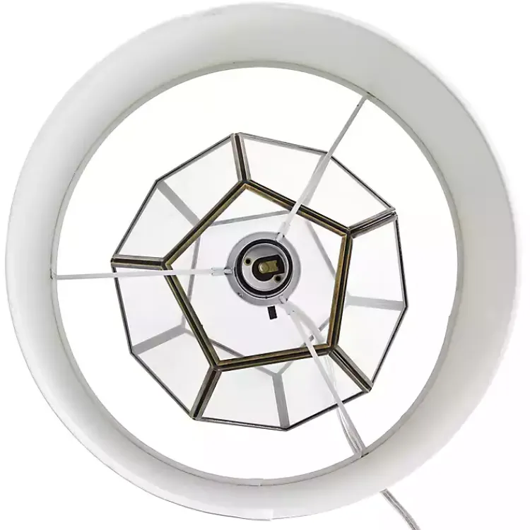 Kirklands Home Brass and Glass Octagon Table Lamp White