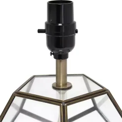 Kirklands Home Brass and Glass Octagon Table Lamp White