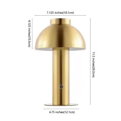 Kirklands Home Brass Dome LED Cordless Table Lamp, 12 in. Gold Outlet