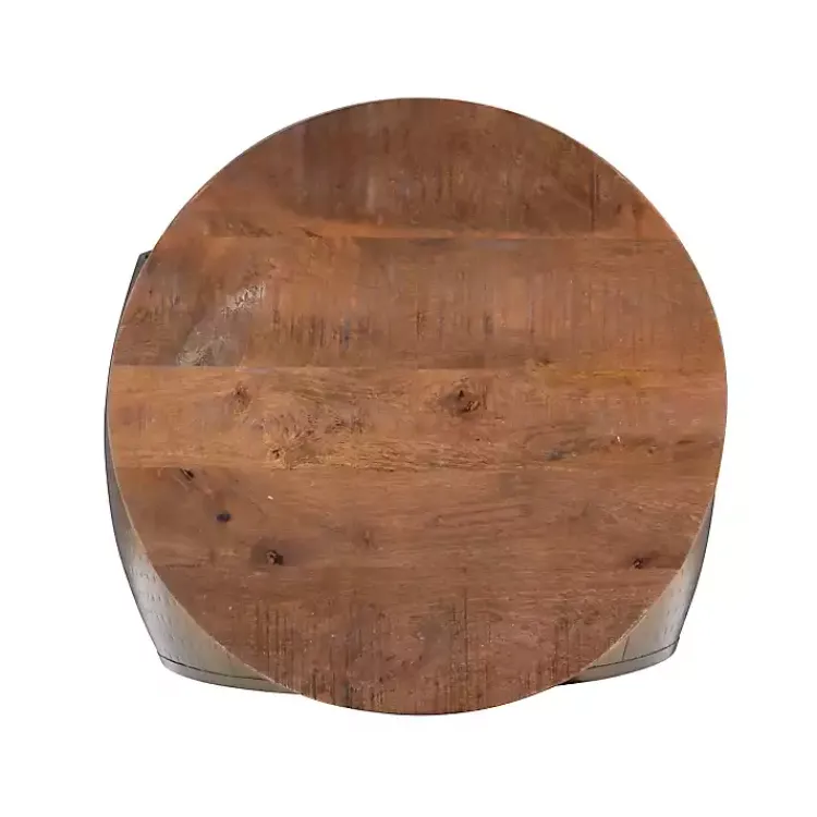 Kirklands Home Brass Hammered Drum Storage Coffee Table Brown