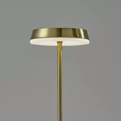 Kirklands Home Brass Metal Disc Frosted Light Cordless Table Lamp Gold Outlet