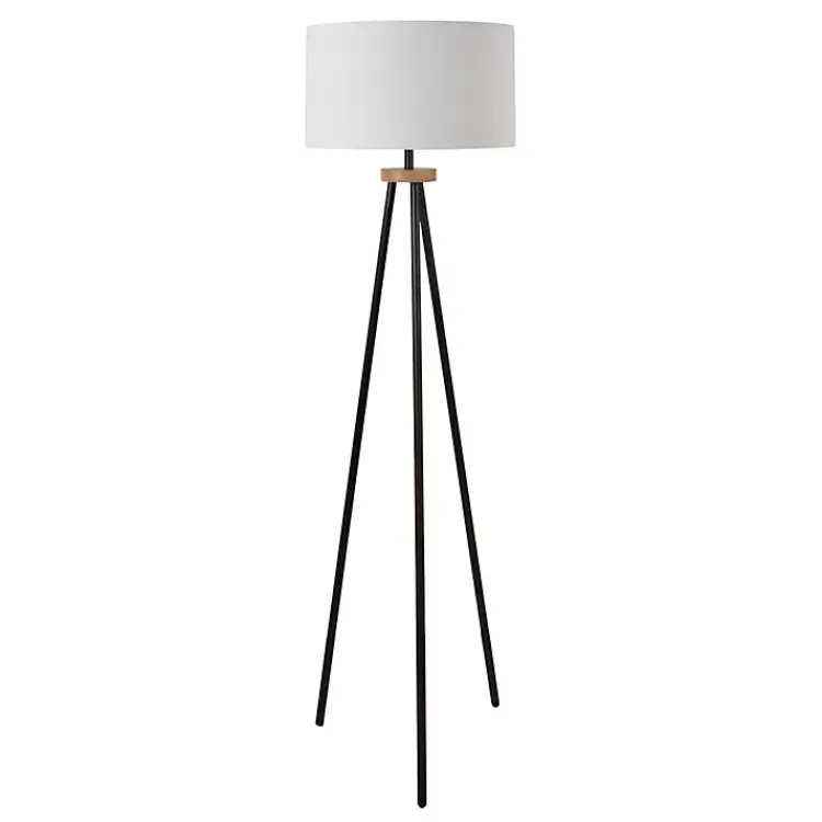 Kirklands Home Brass Metal Tripod Floor Lamp White Hot