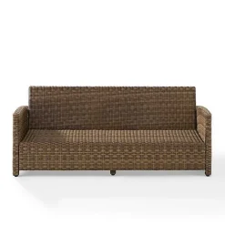 Kirklands Home Bren Wicker Sofa with Sunbrella Cushions Brown Outlet