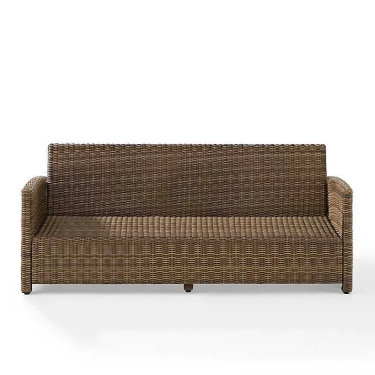 Kirklands Home Bren Wicker Sofa with Sunbrella Cushions Brown Outlet
