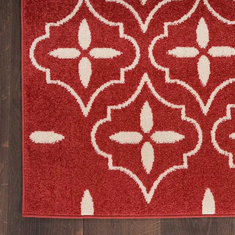 Kirklands Home Brick & Ivory Quatrefoil Indoor/Outdoor Rug, 4x6 New