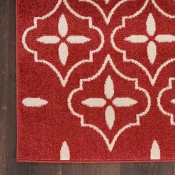 Kirklands Home Brick & Ivory Quatrefoil Indoor/Outdoor Rug, 5x7 Outlet