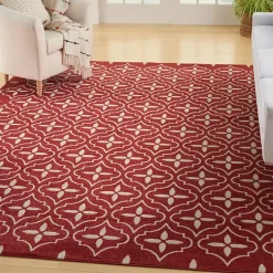 Kirklands Home Brick & Ivory Quatrefoil Indoor/Outdoor Rug, 8x10 New