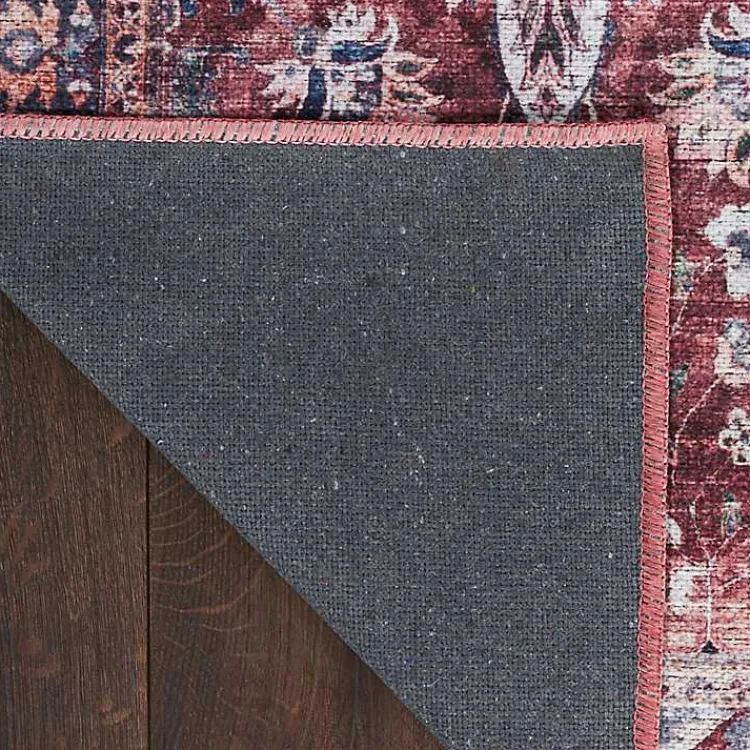 Kirklands Home Brick Vintage Floral Washable Area Rug, 5x7 Red Discount