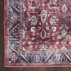 Kirklands Home Brick Vintage Floral Washable Area Rug, 5x7 Red Discount