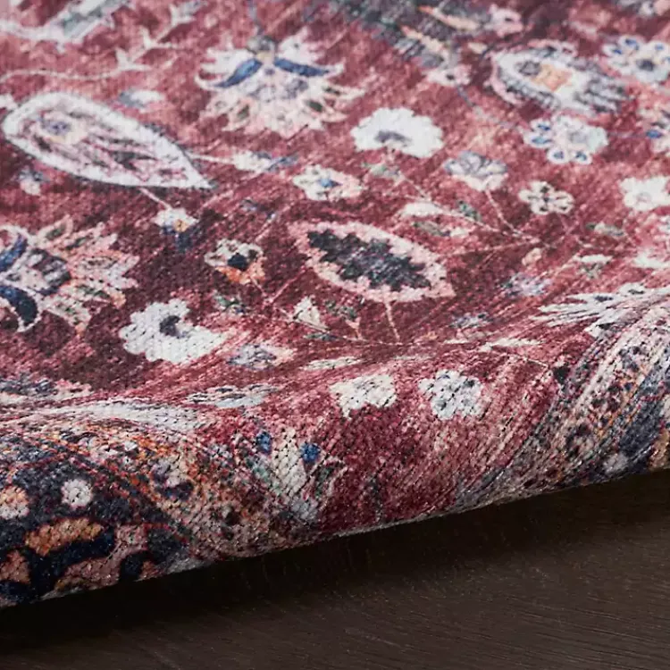Kirklands Home Brick Vintage Floral Washable Area Rug, 5x7 Red Discount