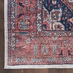 Kirklands Home Brick Vintage Medallion Washable Area Rug, 5x7 Red Outlet