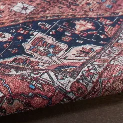 Kirklands Home Brick Vintage Medallion Washable Area Rug, 5x7 Red Outlet