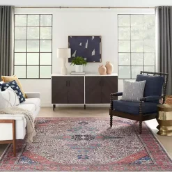 Kirklands Home Brick Vintage Medallion Washable Area Rug, 5x7 Red Outlet