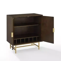 Kirklands Home Brielle Golden Circle Wine Cabinet Brown Outlet