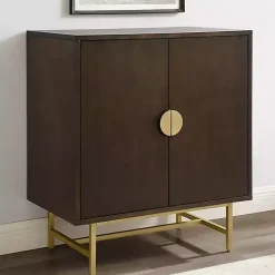 Kirklands Home Brielle Golden Circle Wine Cabinet Brown Outlet