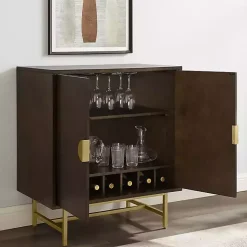Kirklands Home Brielle Golden Circle Wine Cabinet Brown Outlet